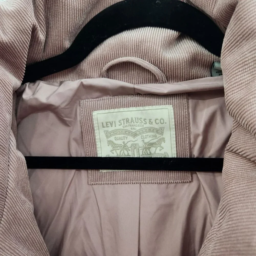 Levi’s Women’s Corduroy Puffer Jacket Mauve Pink Size XL - Picture 4 of 9
